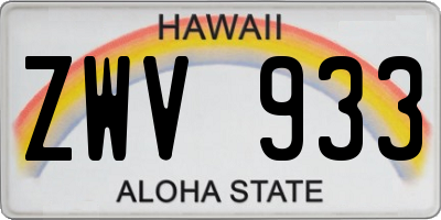 HI license plate ZWV933