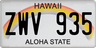 HI license plate ZWV935