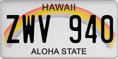 HI license plate ZWV940