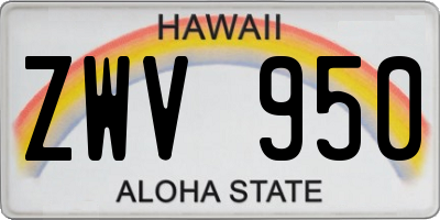 HI license plate ZWV950