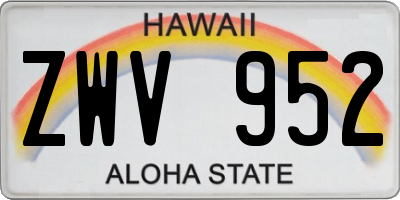 HI license plate ZWV952