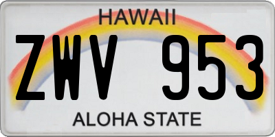 HI license plate ZWV953
