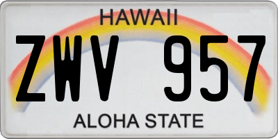 HI license plate ZWV957