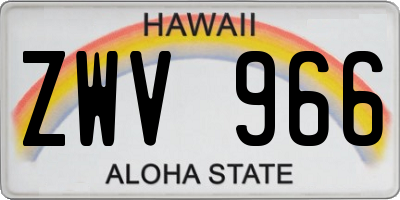 HI license plate ZWV966
