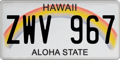 HI license plate ZWV967