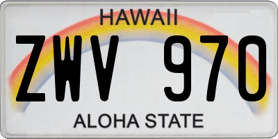 HI license plate ZWV970