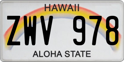 HI license plate ZWV978