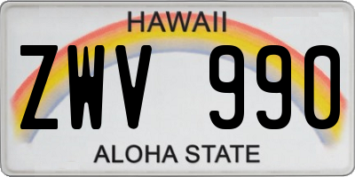 HI license plate ZWV990