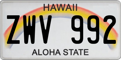 HI license plate ZWV992