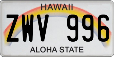 HI license plate ZWV996