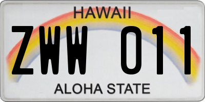 HI license plate ZWW011