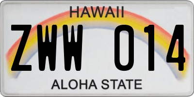 HI license plate ZWW014