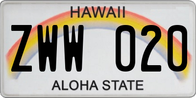 HI license plate ZWW020