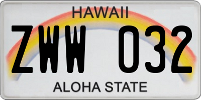 HI license plate ZWW032