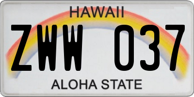 HI license plate ZWW037