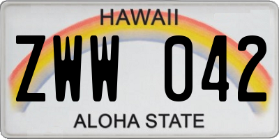 HI license plate ZWW042