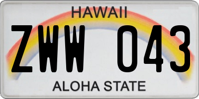 HI license plate ZWW043