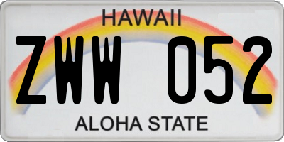 HI license plate ZWW052