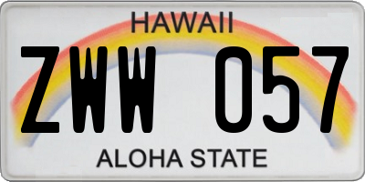 HI license plate ZWW057