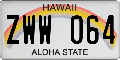 HI license plate ZWW064