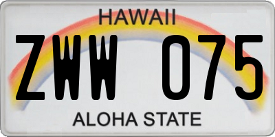 HI license plate ZWW075