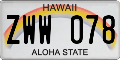 HI license plate ZWW078