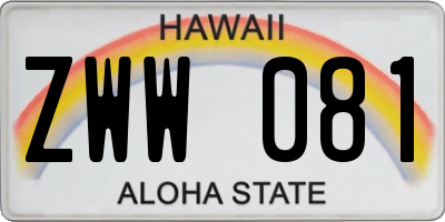 HI license plate ZWW081