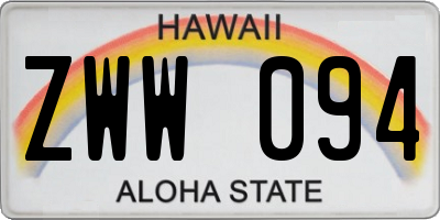 HI license plate ZWW094