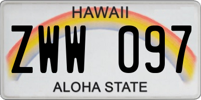 HI license plate ZWW097