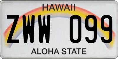 HI license plate ZWW099