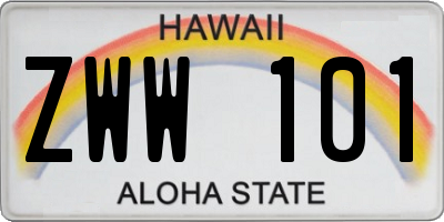HI license plate ZWW101