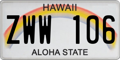 HI license plate ZWW106