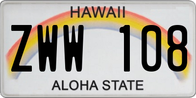 HI license plate ZWW108