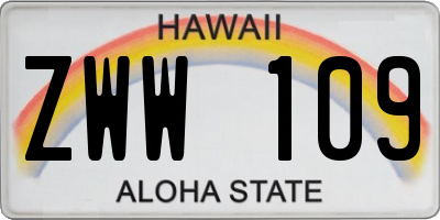HI license plate ZWW109