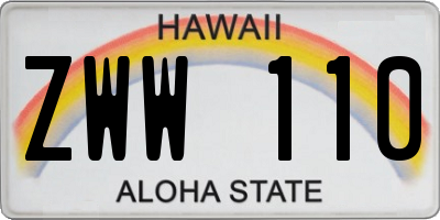HI license plate ZWW110