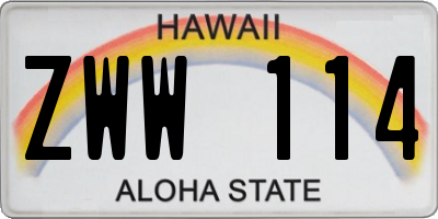 HI license plate ZWW114