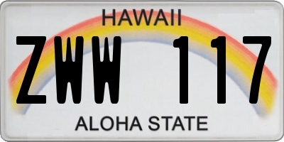 HI license plate ZWW117