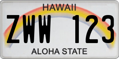 HI license plate ZWW123