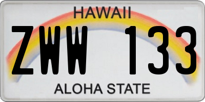 HI license plate ZWW133