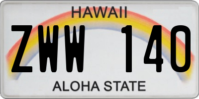 HI license plate ZWW140