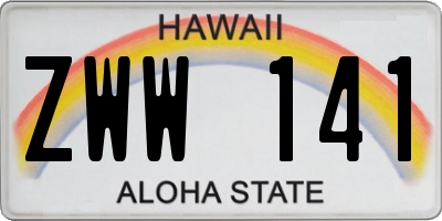 HI license plate ZWW141