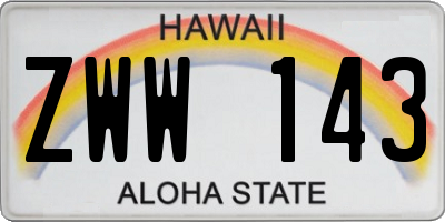 HI license plate ZWW143