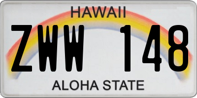 HI license plate ZWW148