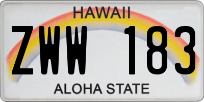 HI license plate ZWW183