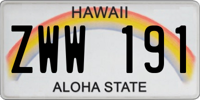 HI license plate ZWW191