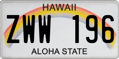 HI license plate ZWW196