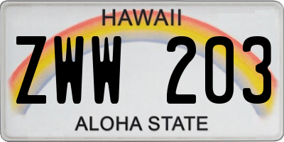HI license plate ZWW203