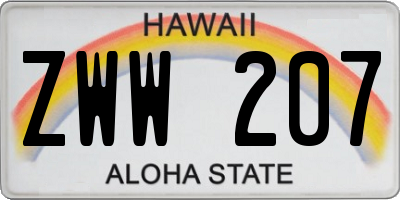 HI license plate ZWW207