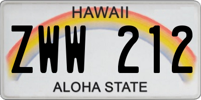 HI license plate ZWW212