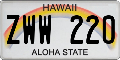 HI license plate ZWW220